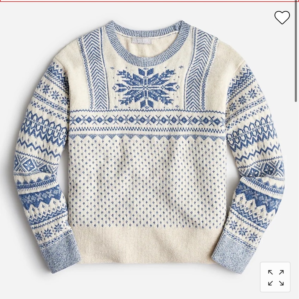 NWT JCREW super soft fair isle snowflake crew neck
